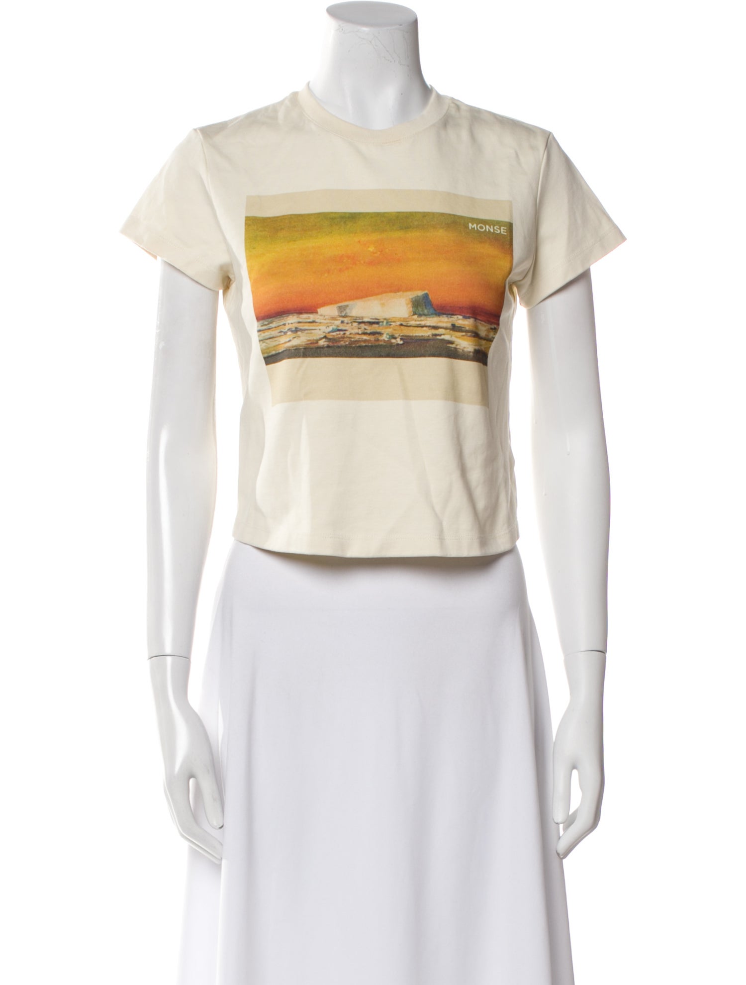 Monse Graphic Print Crew Neck Crop Top