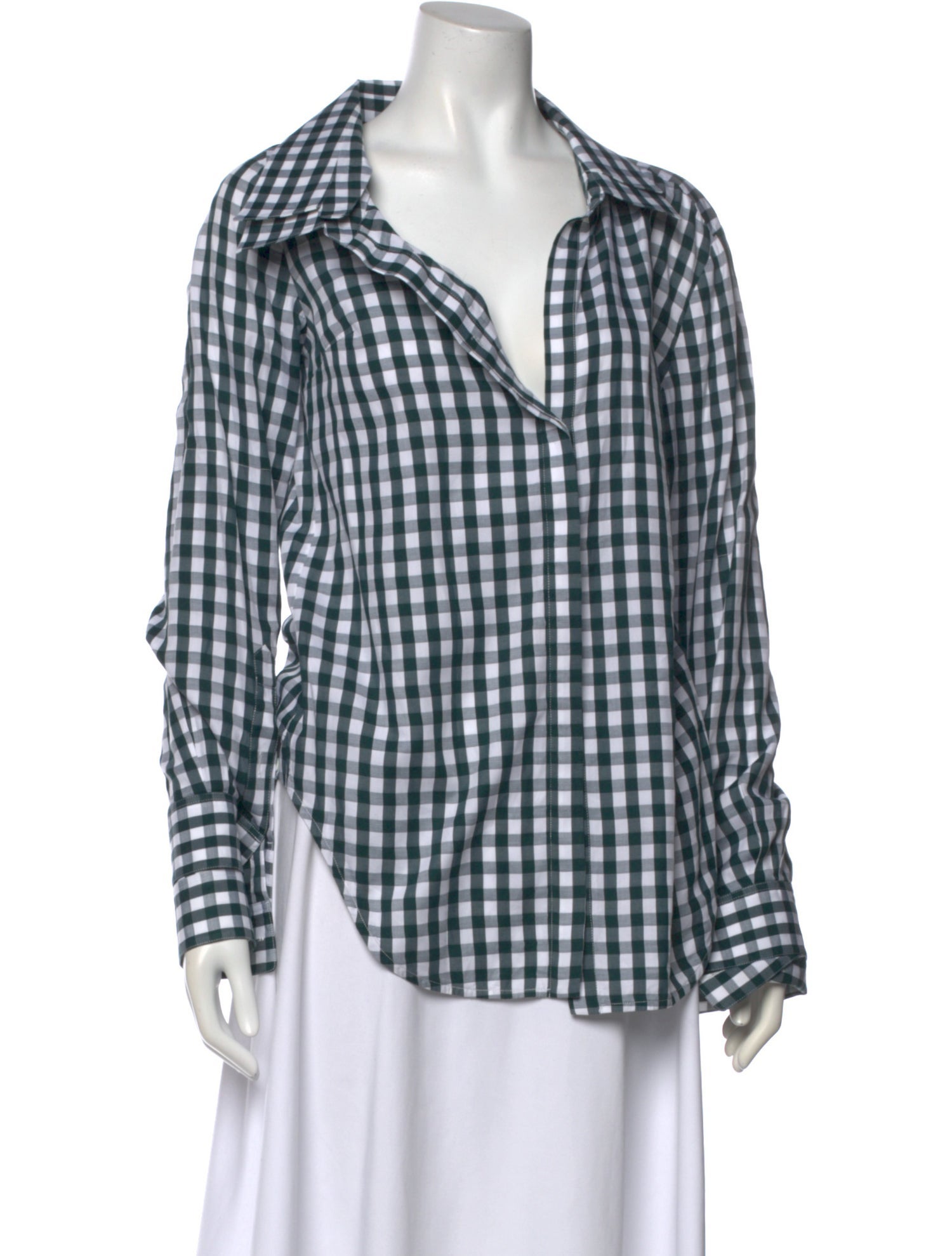 Monse Plaid Print Long Sleeve Button-Up Top