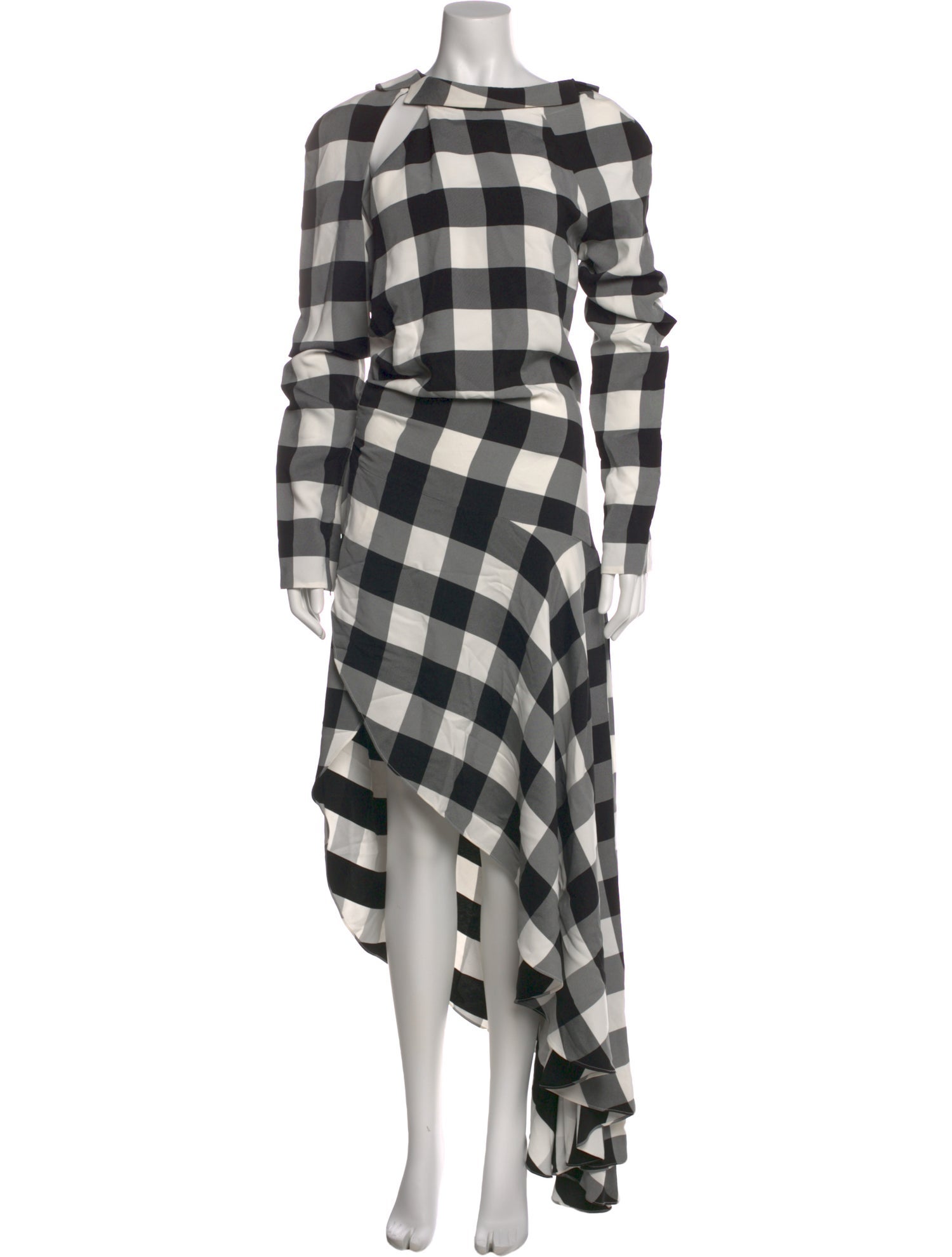 Monse Plaid Print Long Dress