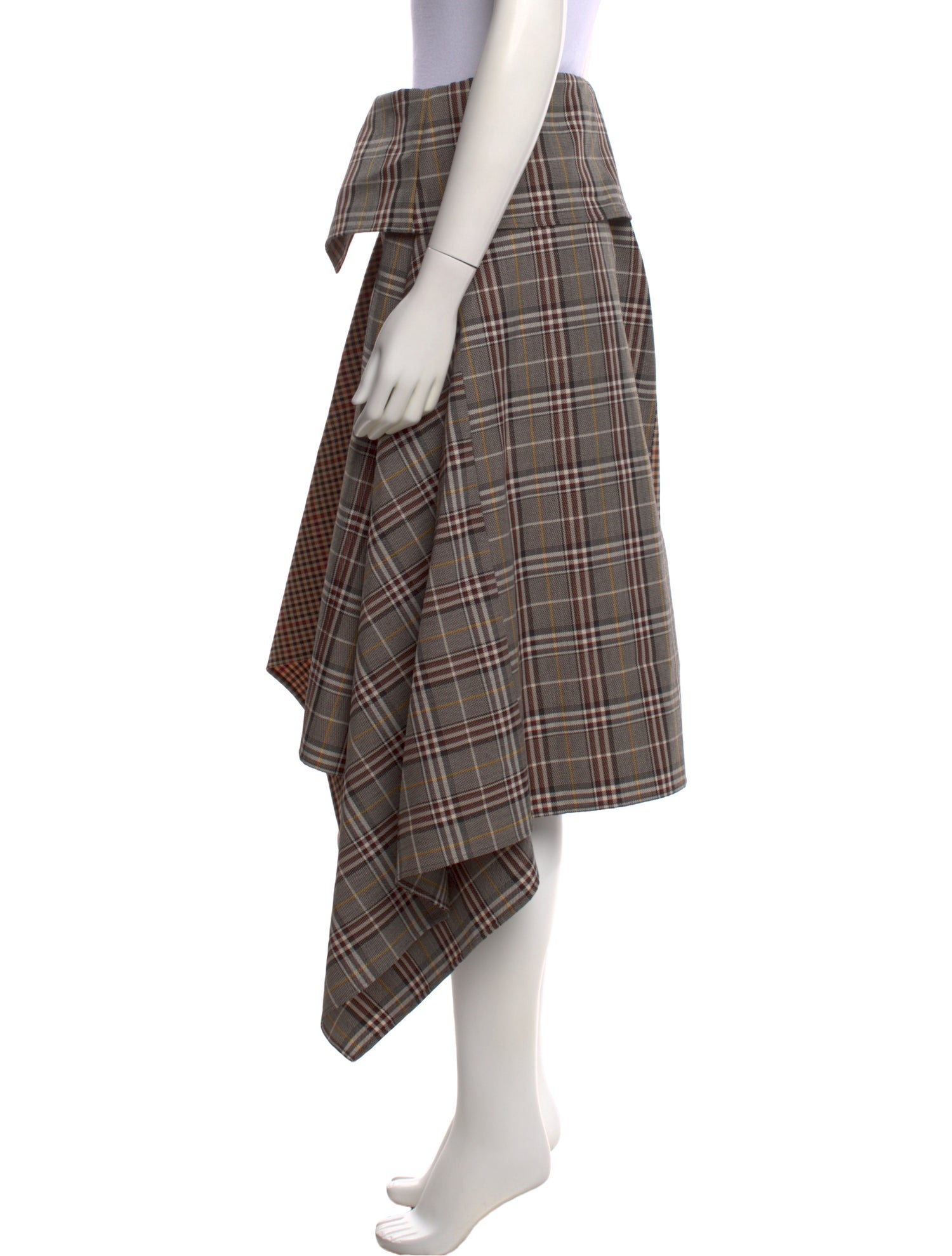 Monse Plaid Print Midi Length Skirt