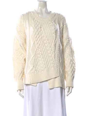 Pre-owned Monse Merino Wool Crew Neck Sweater In White