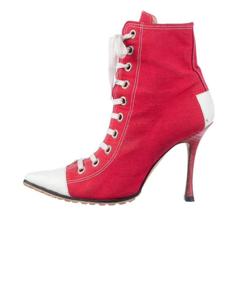 Manolo Blahnik Sneaker Ankle Boots - Red Boots, Shoes