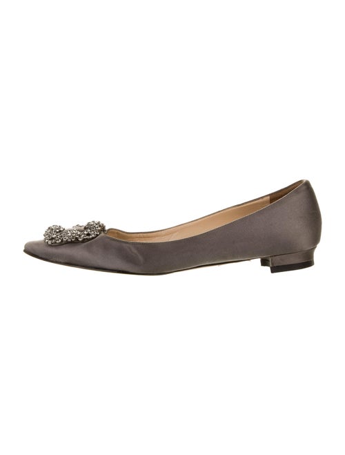 Manolo Blahnik Hangisi Embellished Flats Grey