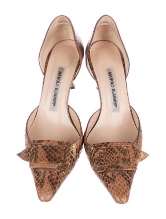 Manolo Blahnik Snakeskin d'Orsay Pumps