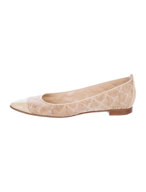 Manolo Blahnik Quilted Cork Ballet Flats Beige