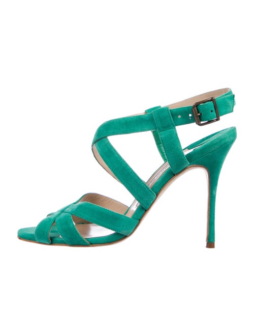 Manolo Blahnik Suede Sandals Green