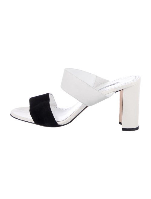 Manolo Blahnik Suede & Snakeskin Sandals Black