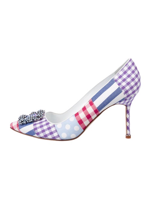 Manolo Blahnik Hangisi Printed Pumps Blue