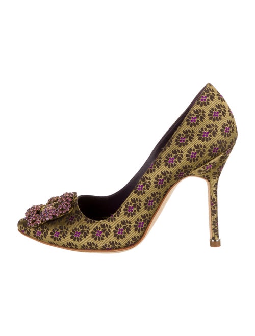 Manolo Blahnik Hangisi Printed Pumps Purple