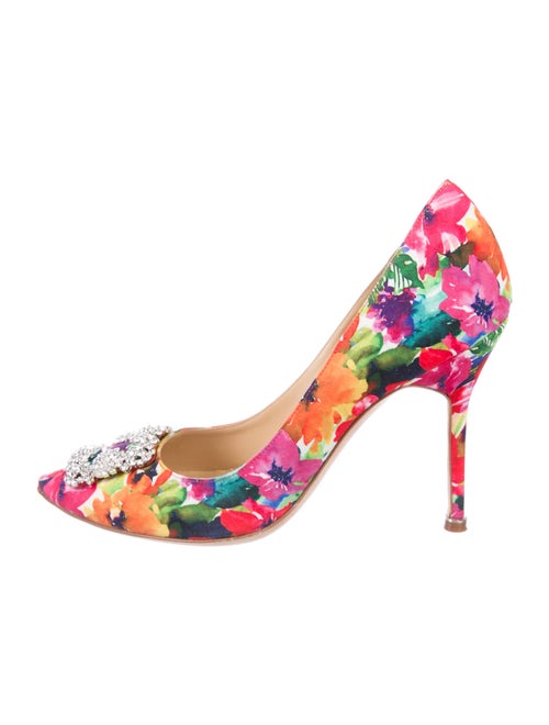 Manolo Blahnik Hangisi Floral Print Pumps Pink