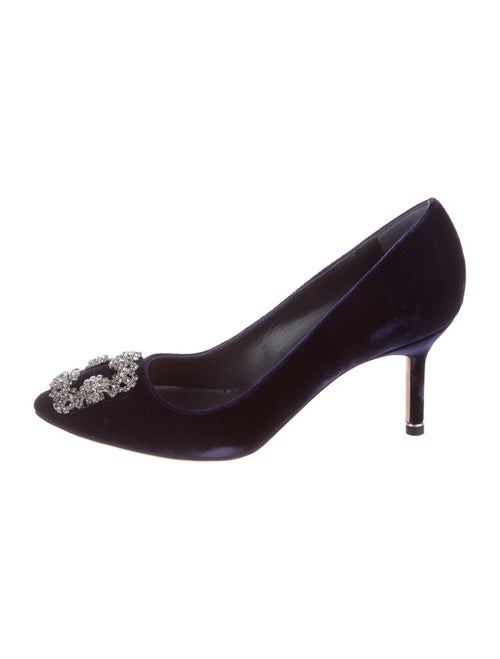 Manolo Blahnik Hangisi Floral Print Pumps Blue