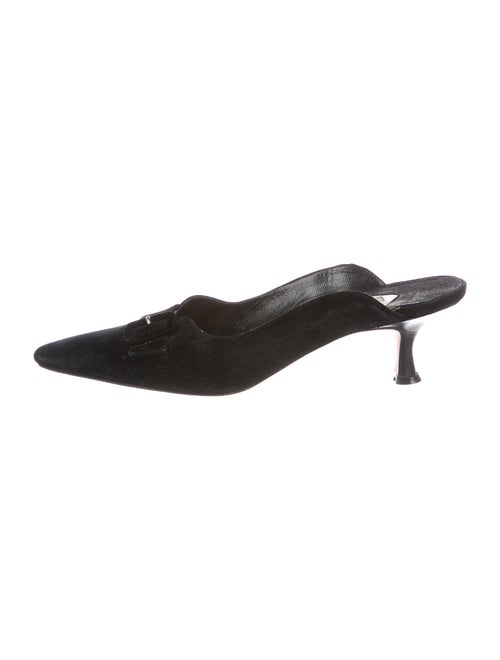 Manolo Blahnik Suede Mules Black
