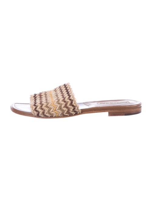 Manolo Blahnik Jute Striped Slides