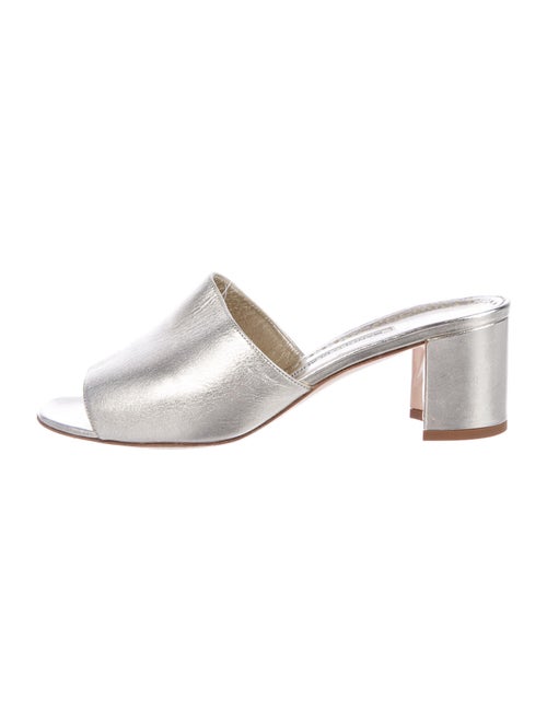 Manolo Blahnik Leather Slides Gold