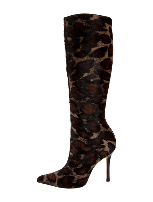 Manolo Blahnik Calf Hair Animal Print Boots