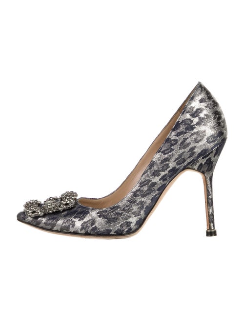 Manolo Blahnik Hangisi Animal Print Pumps Blue