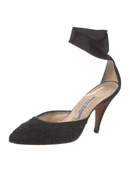 Manolo Blahnik Lace Trim Embellishment D'Orsay Pumps