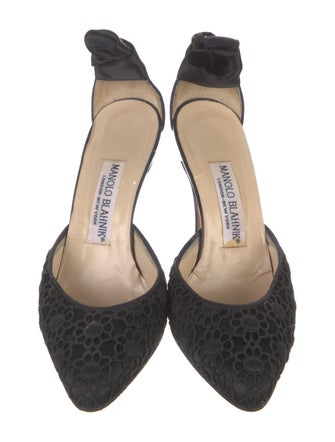 Manolo Blahnik Lace Trim Embellishment D'Orsay Pumps