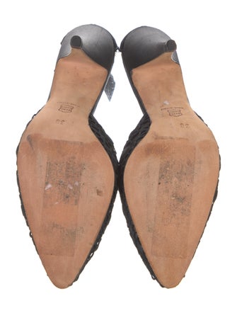 Manolo Blahnik Lace Trim Embellishment D'Orsay Pumps