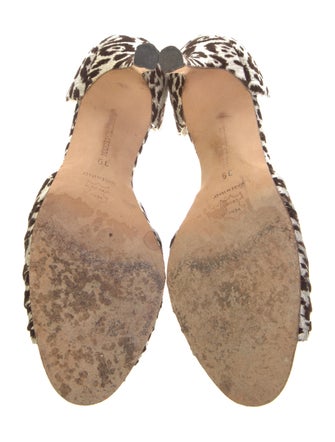 Manolo Blahnik Animal Print Crystal Embellishments D'Orsay Pumps