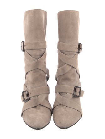 Manolo Blahnik Suede Moto Boots
