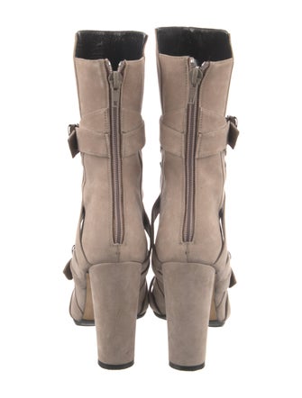 Manolo Blahnik Suede Moto Boots