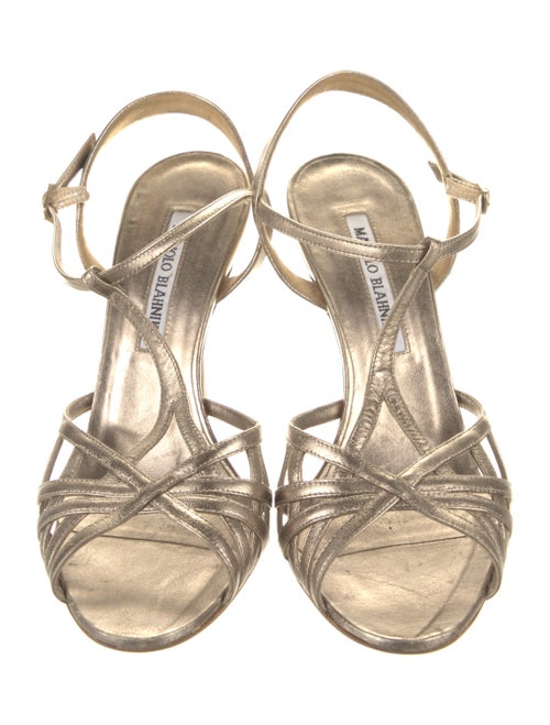 Manolo Blahnik Leather T-Strap Sandals
