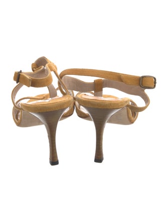 Manolo Blahnik Suede T-Strap Sandals