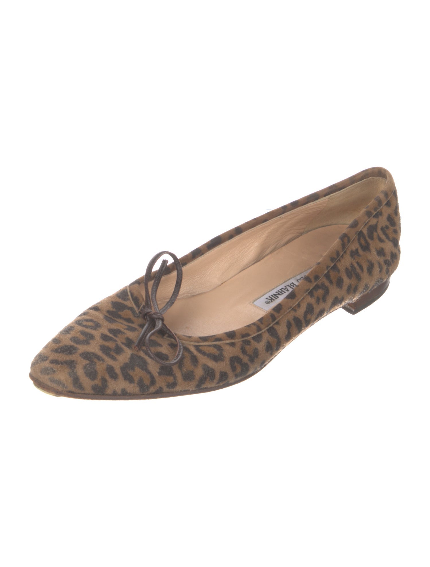 Manolo Blahnik Suede Animal Print Flats Neutrals Flats, Shoes