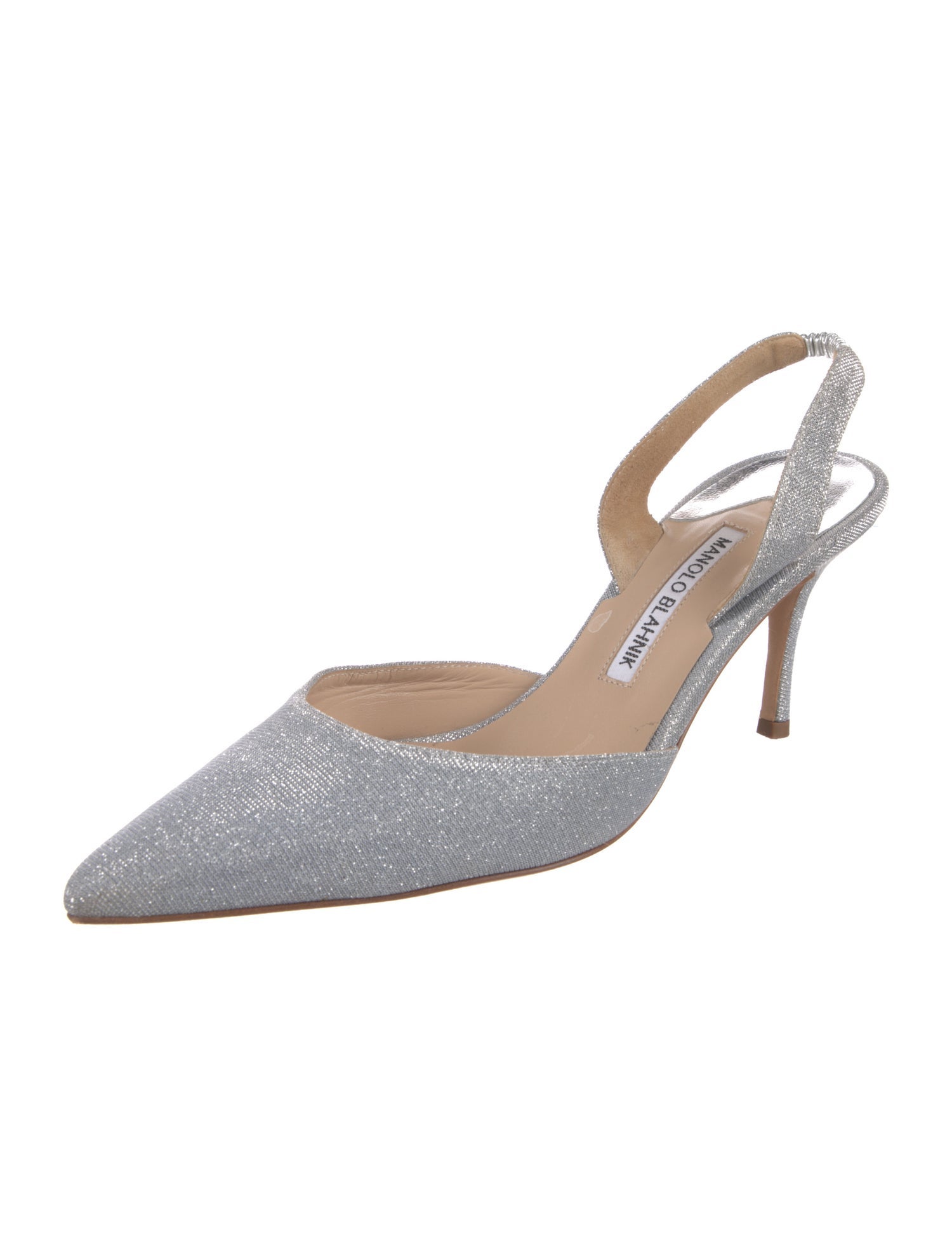 manolo blahnik silver pumps