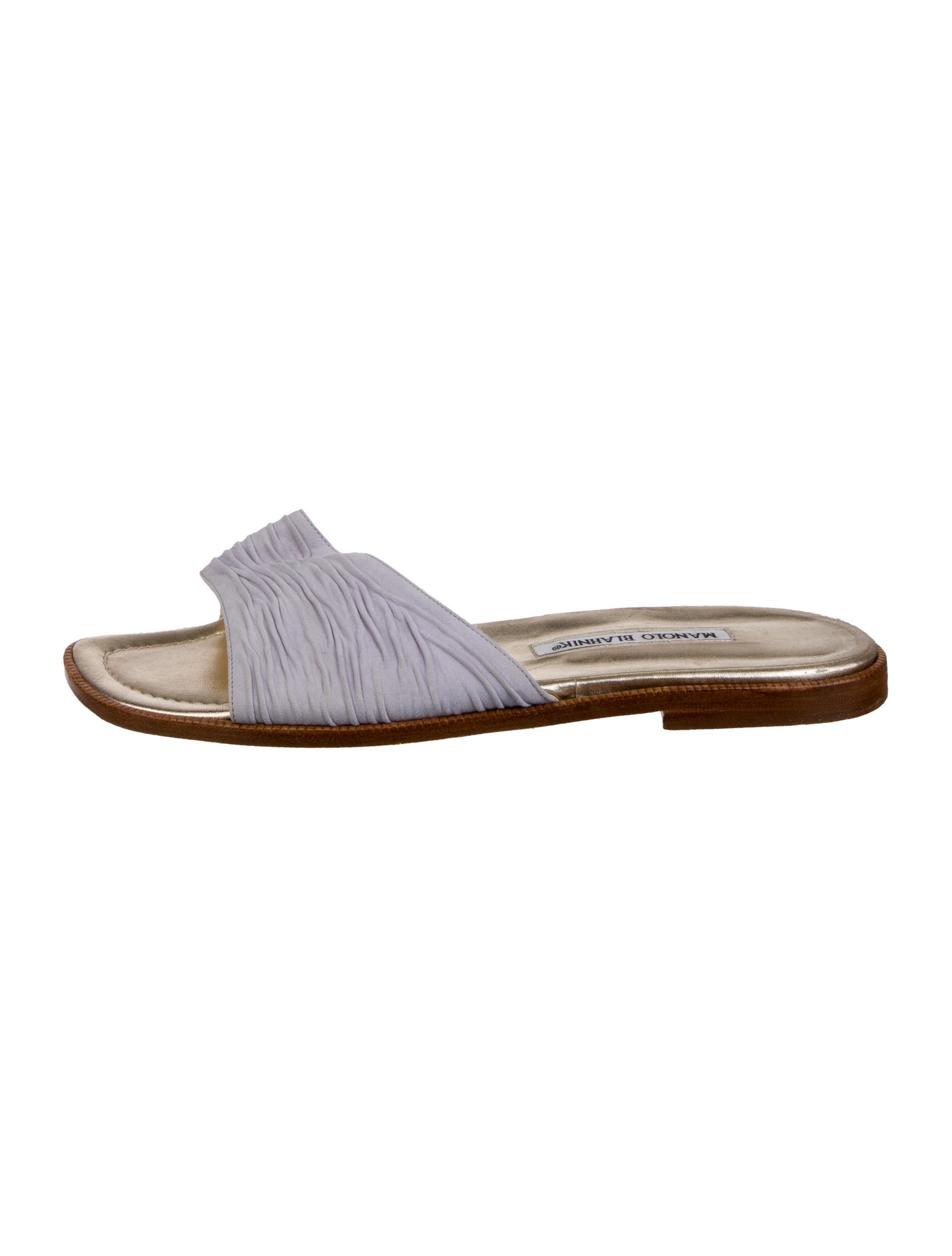 Manolo Blahnik Suede Colorblock Pattern Slides - Blue Sandals, Shoes ...