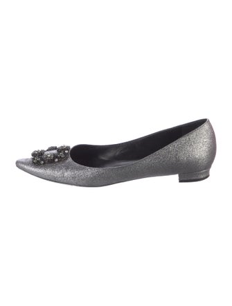 Manolo Blahnik Crystal Embellishments Flats