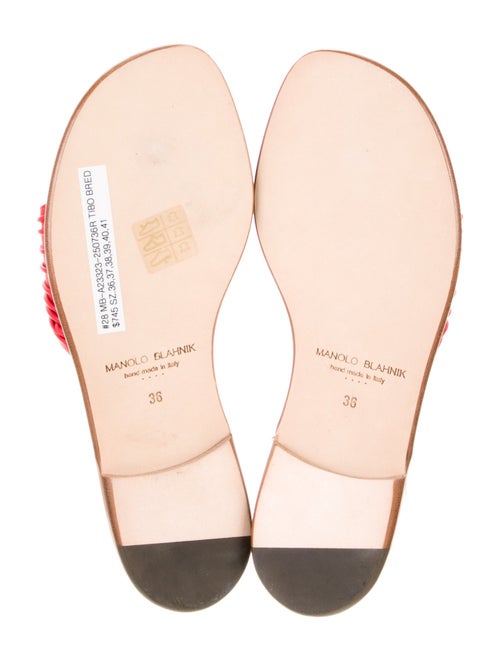 Manolo Blahnik Leather Floral Print Slides