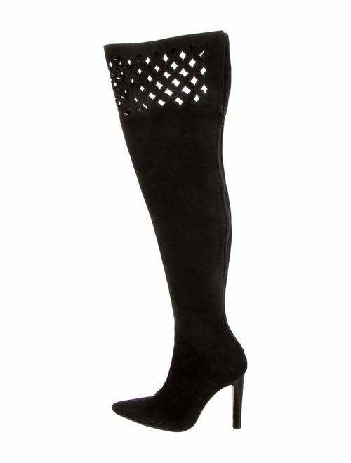 Manolo Blahnik Suede Cutout Accent Boots