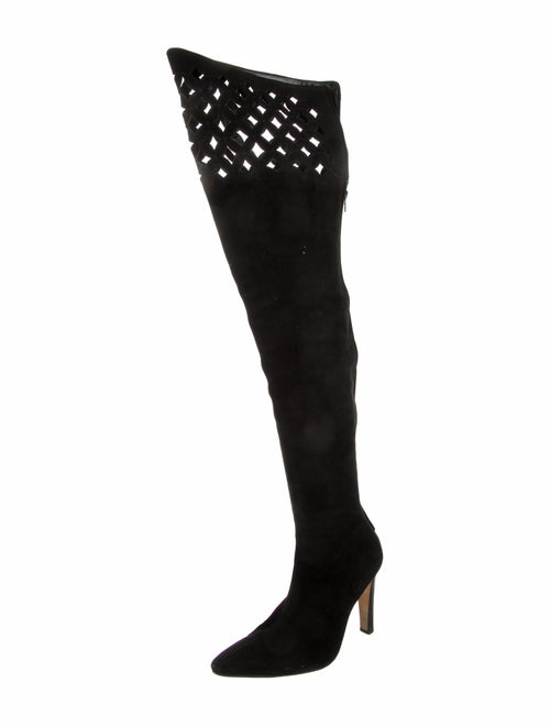 Manolo Blahnik Suede Cutout Accent Boots