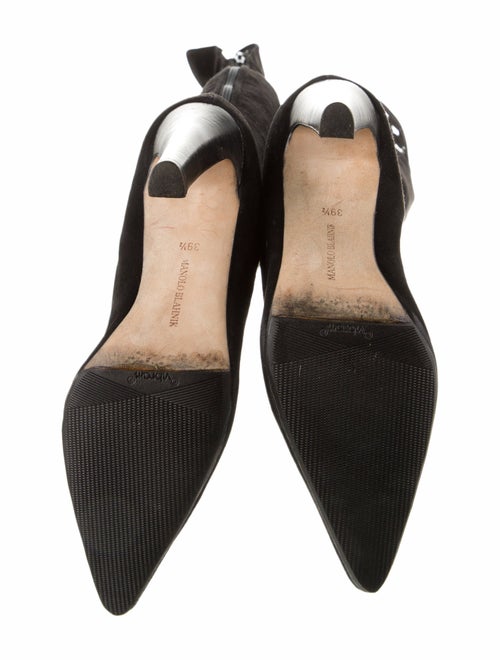 Manolo Blahnik Suede Cutout Accent Boots