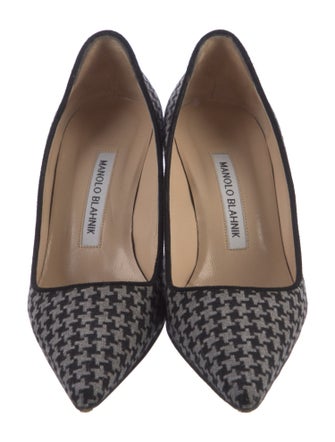 Manolo Blahnik Wool Houndstooth Print Pumps