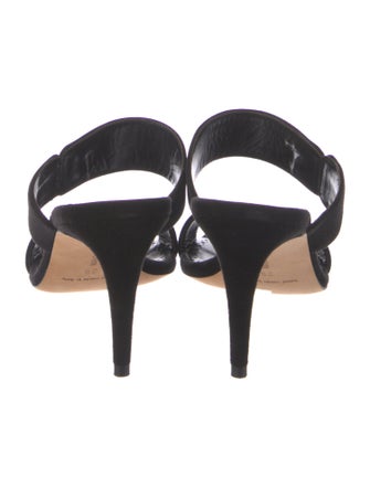 Manolo Blahnik Suede Printed Slides