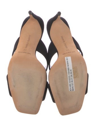 Manolo Blahnik Suede Printed Slides