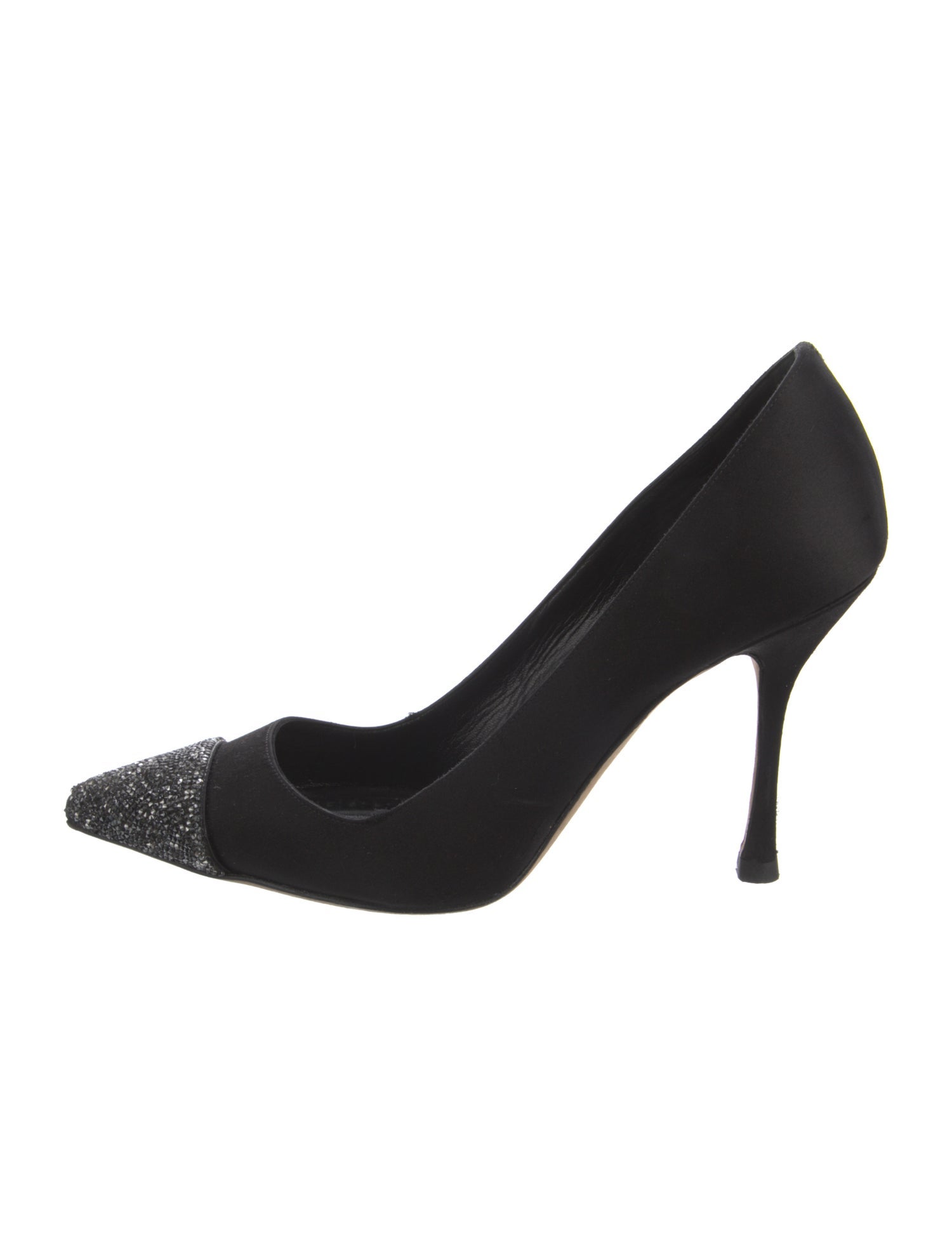 Manolo Blahnik Satin Crystal Embellishments Pumps