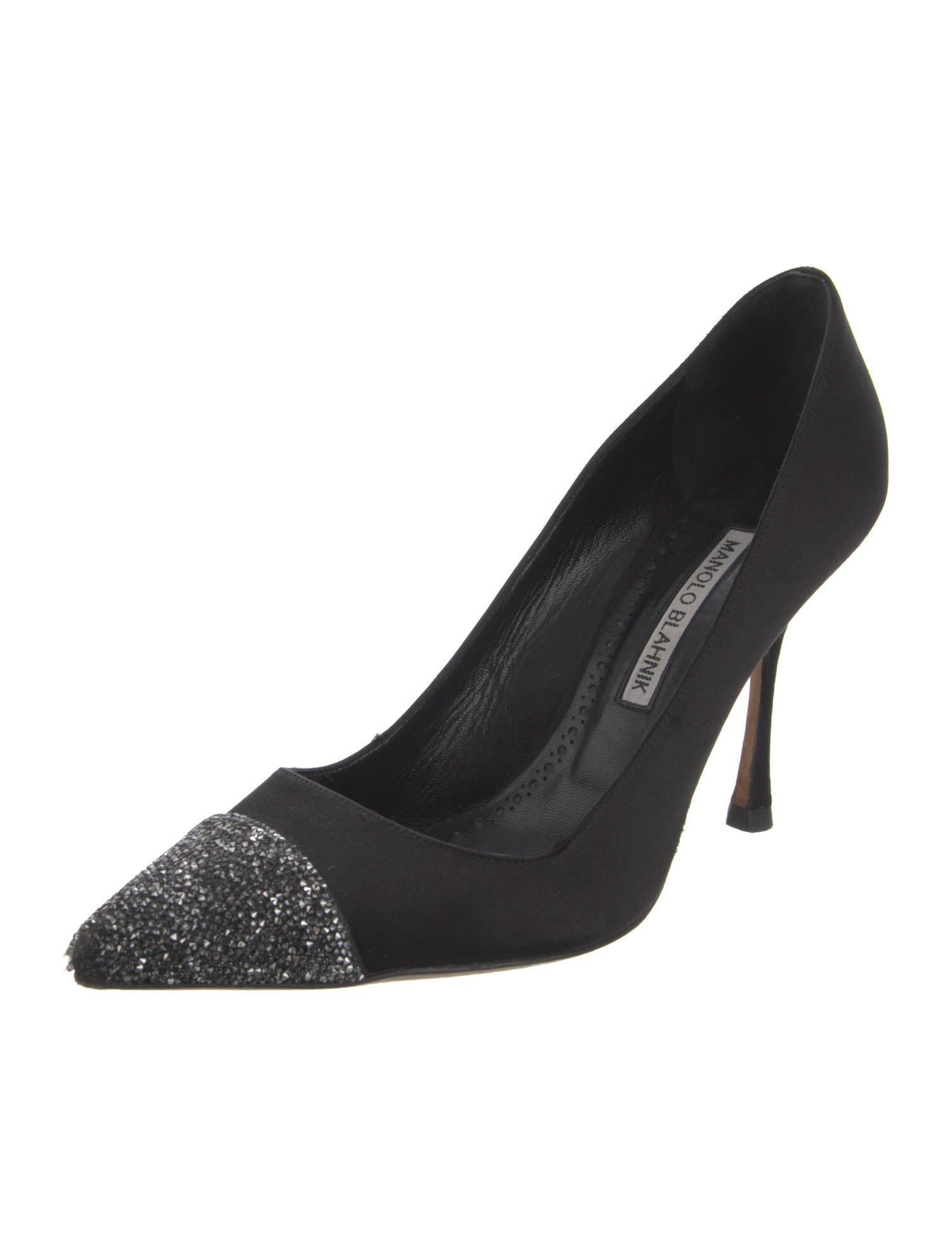 Manolo Blahnik Satin Crystal Embellishments Pumps