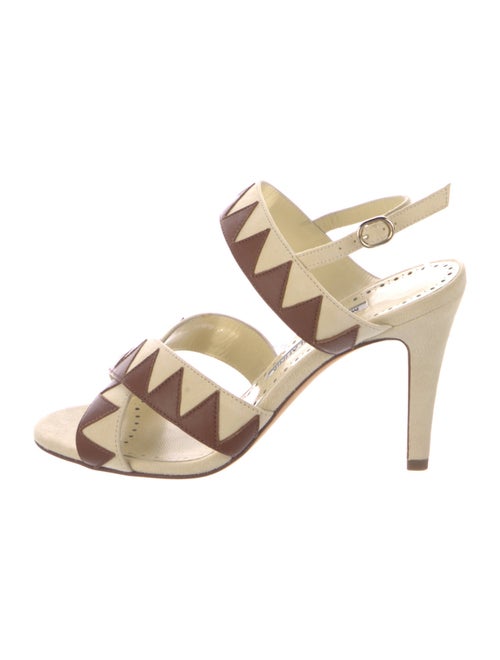 Manolo Blahnik Suede Patterned Slingback Sandals