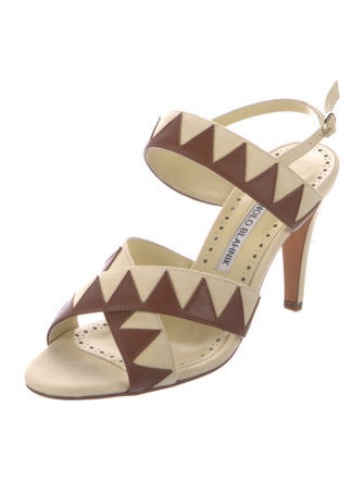 Manolo Blahnik Suede Patterned Slingback Sandals