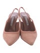 Manolo Blahnik Suede Leather Trim Embellishment Slingback Pumps