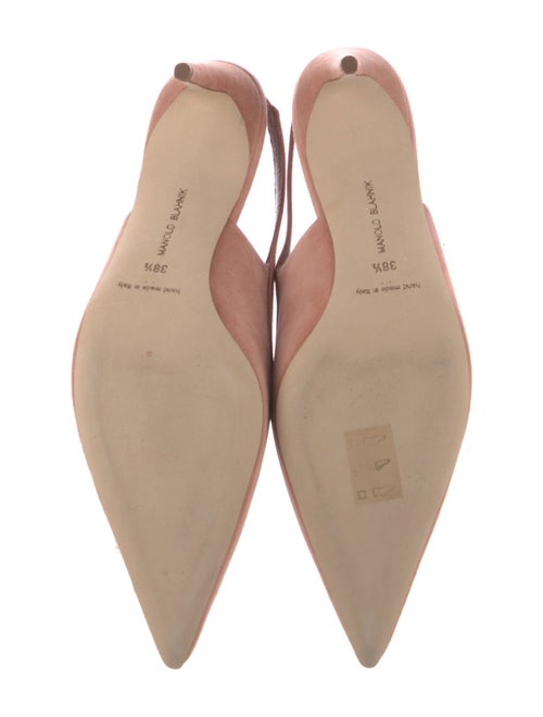 Manolo Blahnik Suede Leather Trim Embellishment Slingback Pumps