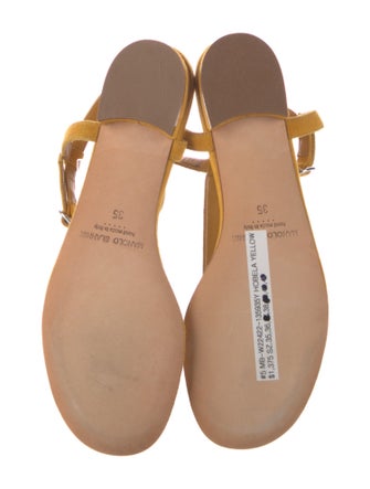 Manolo Blahnik Suede Crystal Embellishments T-Strap Sandals