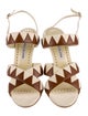 Manolo Blahnik Suede Colorblock Pattern Sandals