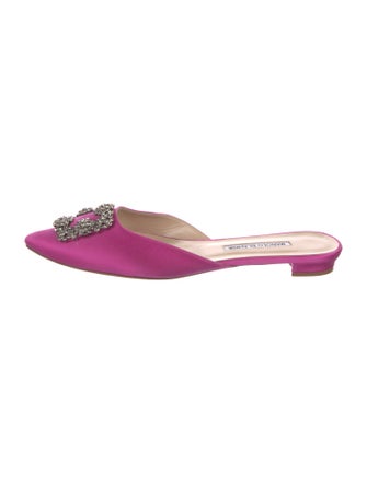 Manolo Blahnik Satin Crystal Embellishments Mules