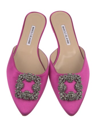 Manolo Blahnik Satin Crystal Embellishments Mules