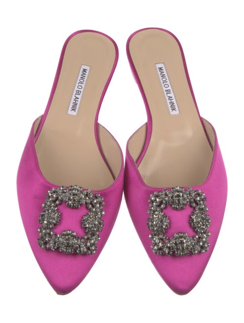 Manolo Blahnik Satin Crystal Embellishments Mules